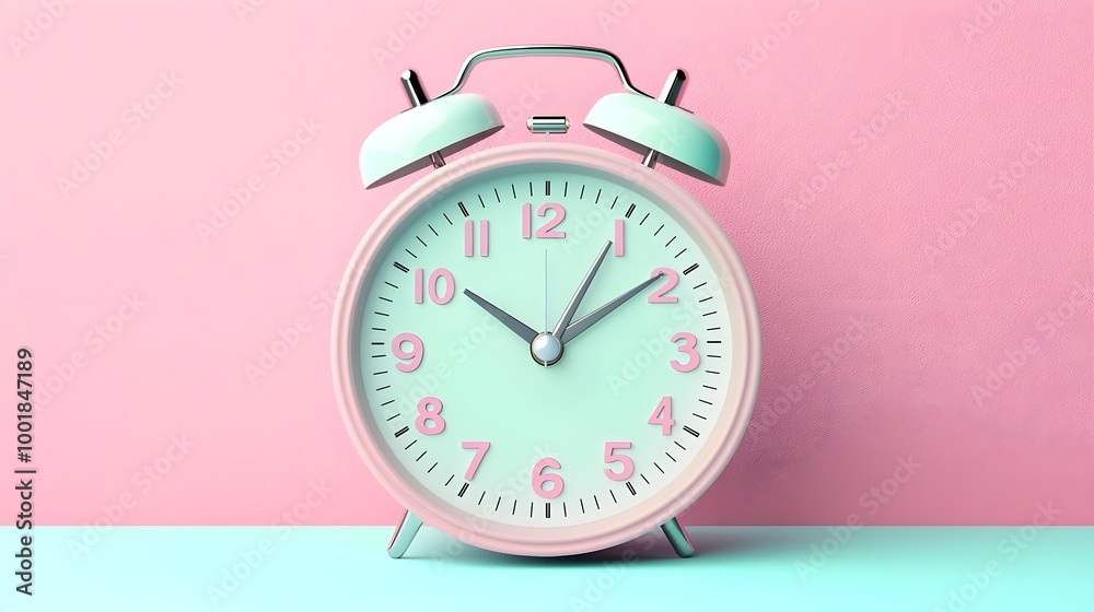 Pink Alarm Clock Minimalist Background