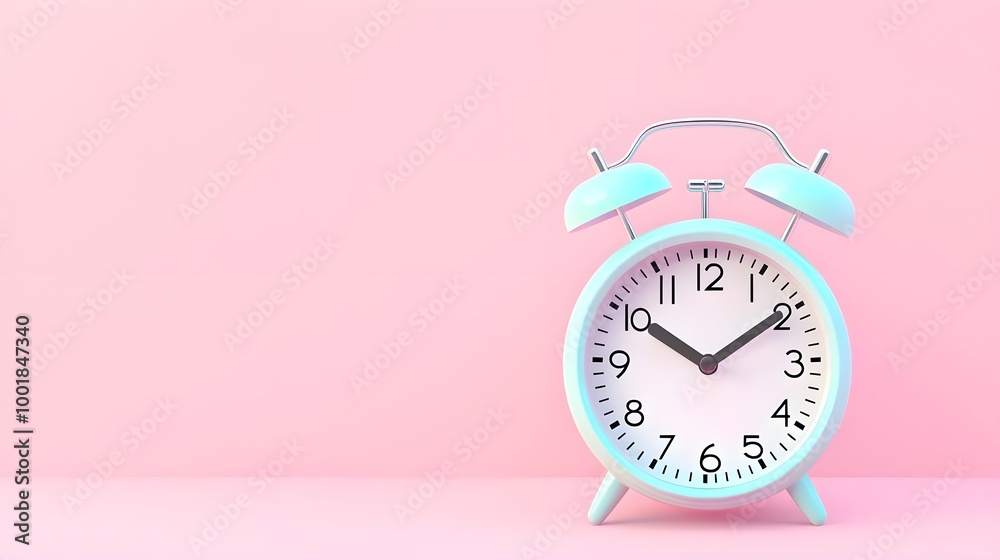 Blue Alarm Clock Pink Background Blue Alarm Clock Pink Background