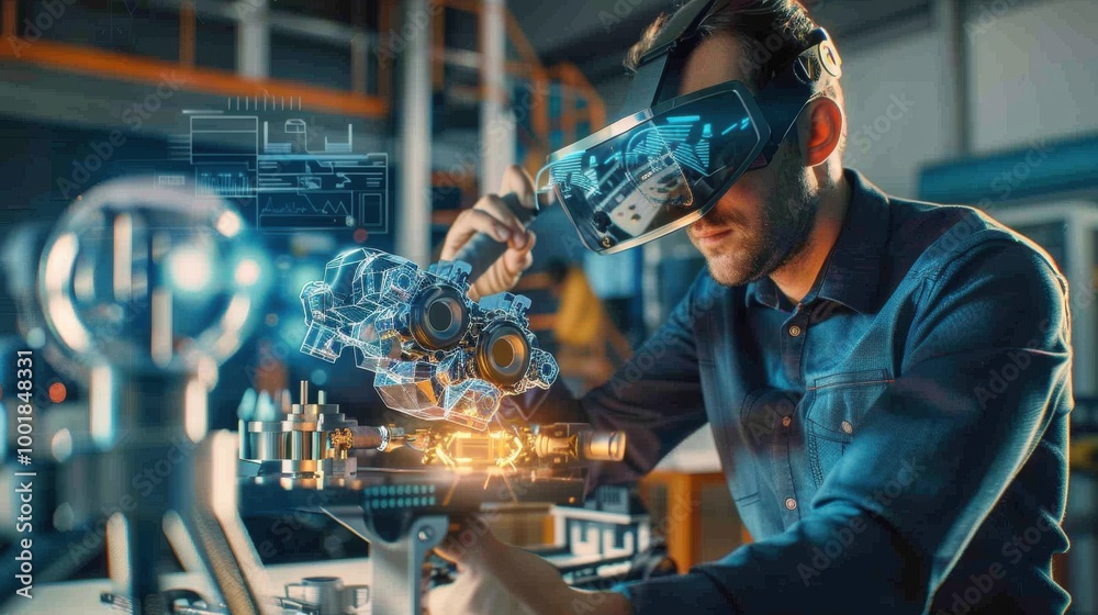 3D render of engineers working on cutting-edge technology, featuring virtual models and interactive design tools. 3D render of engineers working on cutting-edge technology, featuring virtual models and interactive design tools.