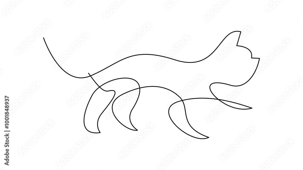 Cat single Line set logo icon design illustration