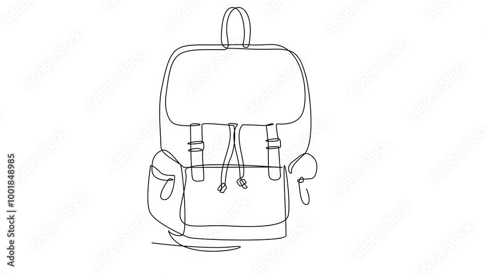 Bag pack One continuous single line hand drawn isolated background template Bag pack One continuous single line hand drawn isolated background template