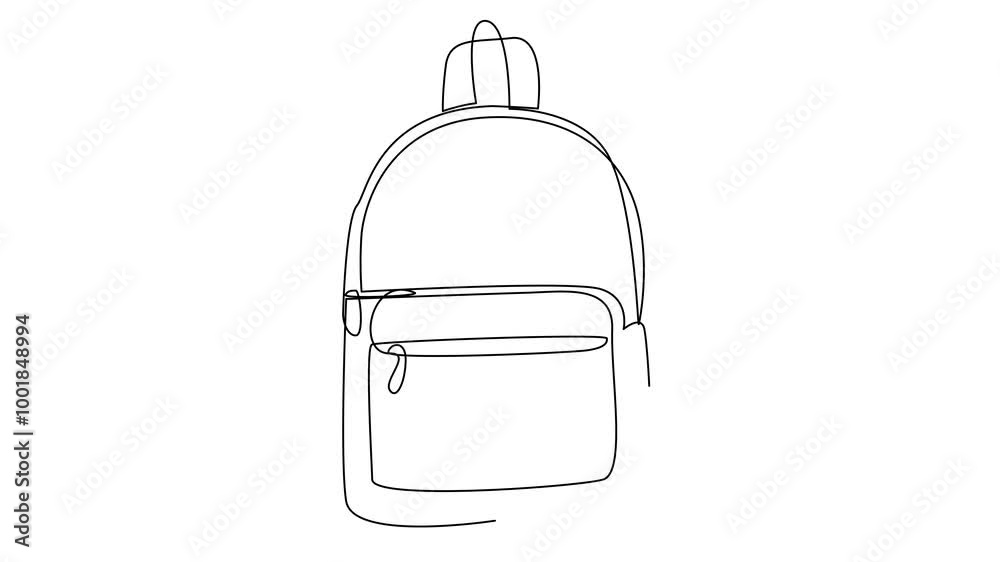 Bag pack One continuous single line hand drawn isolated background template Bag pack One continuous single line hand drawn isolated background template