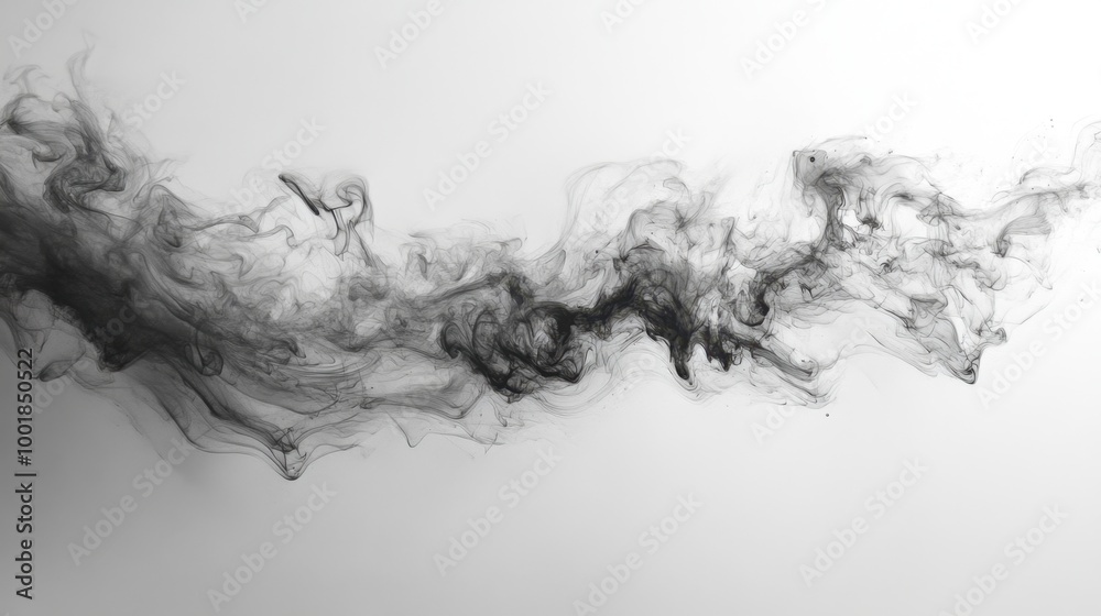 Abstract ink in water background with swirling black and white smoke-like patterns Abstract ink in water background with swirling black and white smoke-like patterns