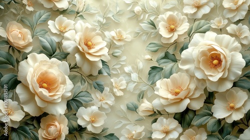 Elegant floral pattern background with intricate designs and soft colors for a classic look 
