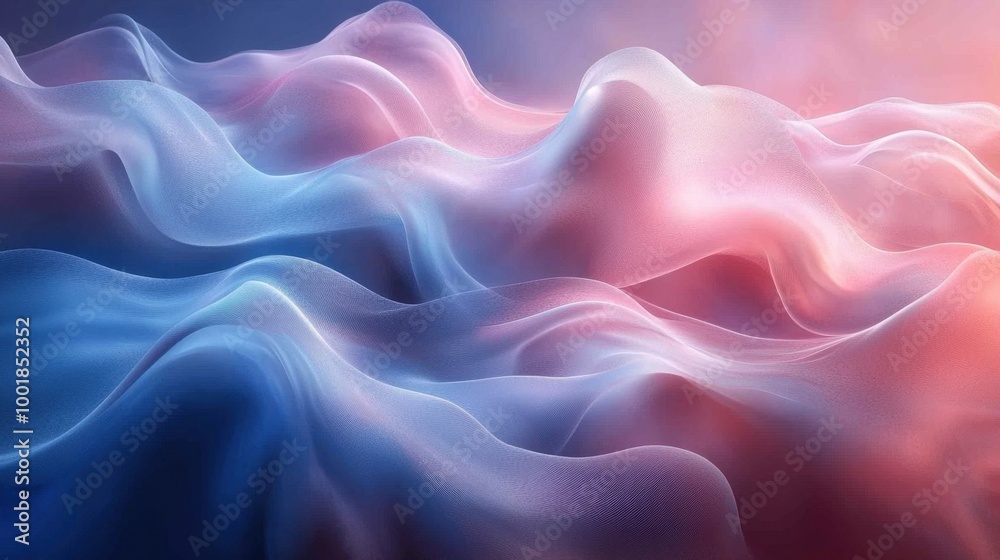 Obraz premium Flat abstract background with wavy lines and geometric shapes in soft pastel hues 