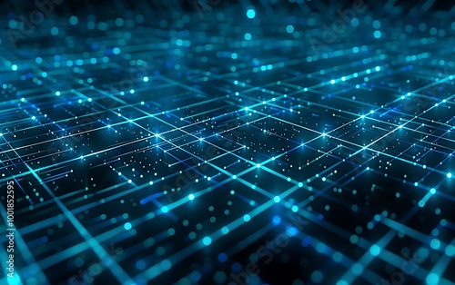 Cybernetic Abstract Network of Blue Lines and Glowing Nodes