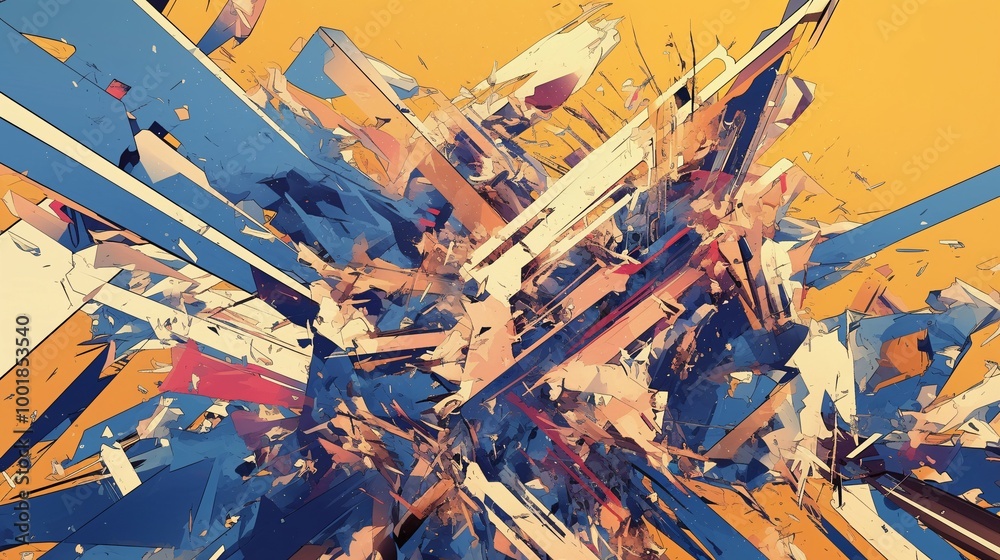 Abstract Art with Shattered Geometric Shapes and Vibrant Colors Abstract Art with Shattered Geometric Shapes and Vibrant Colors