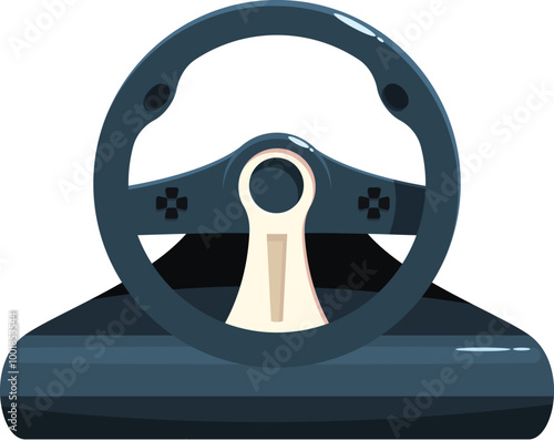 Modern racing simulator steering wheel standing on a table