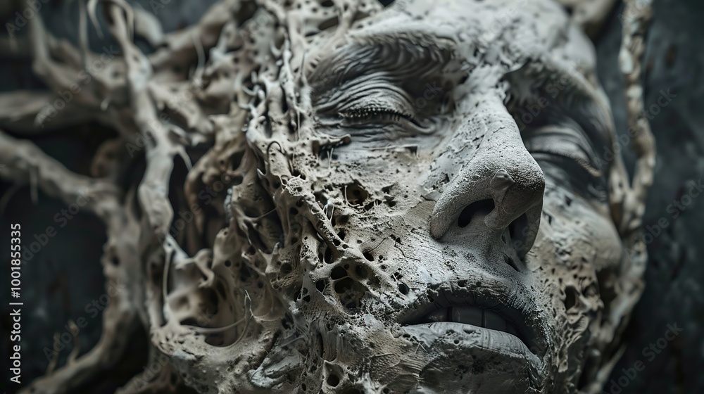 Abstract Human Face Sculpture: Decay and Texture Abstract Human Face Sculpture: Decay and Texture