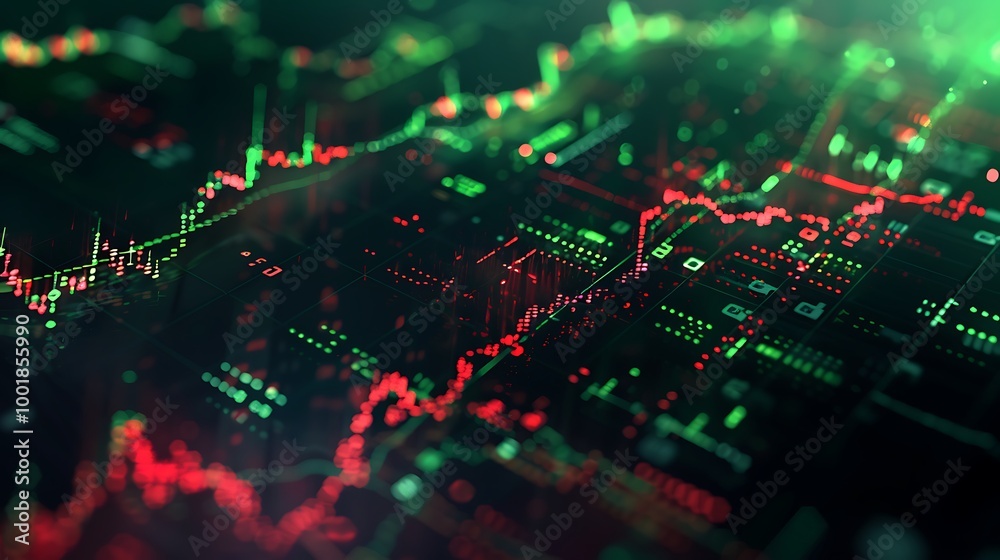 Animated Market Volatility Graph with Jagged Neon Lines Depicting Sudden Shifts