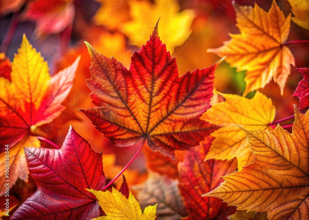 Vibrant October Background with Colorful Fall Leaves and Warm Tones for Seasonal Inspiration
