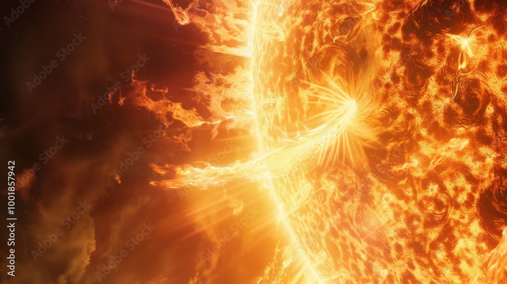 Obraz premium Stunning Solar Flames Erupt from the Sun's Surface