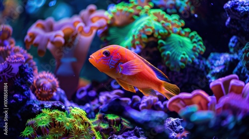 Vibrant Orange Fish in Colorful Coral Reef