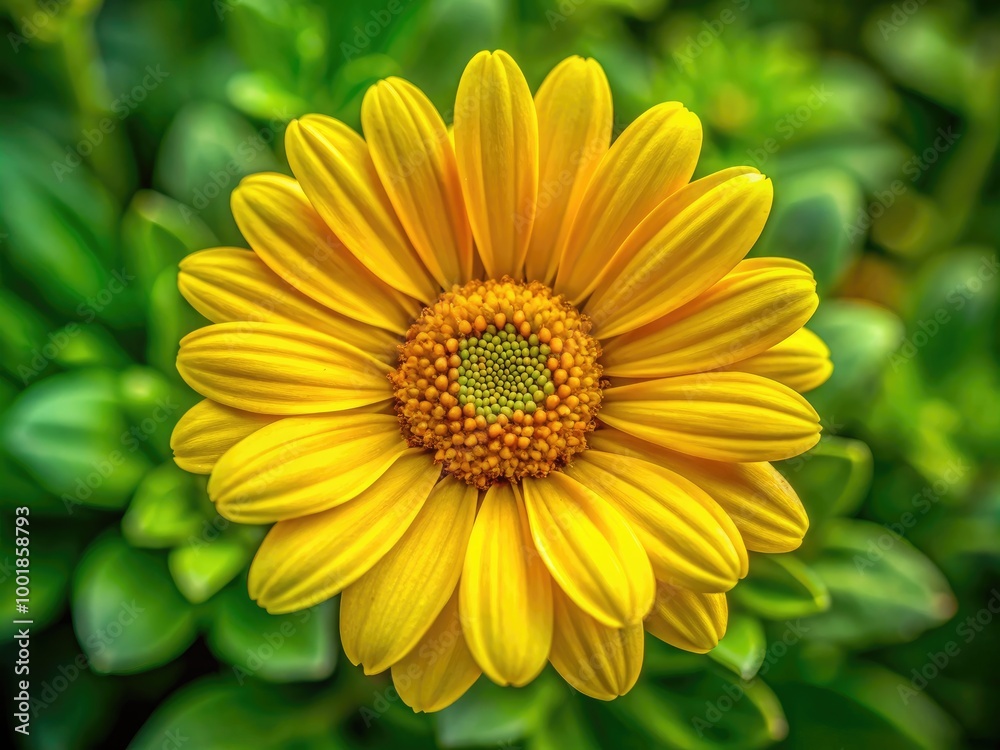 Vibrant Yellow Daisy Blooming in Natural Light Against a Soft Green Background for Floral Design Vibrant Yellow Daisy Blooming in Natural Light Against a Soft Green Background for Floral Design