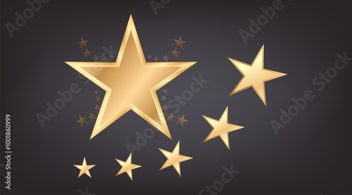 Vector golden stars on dark background