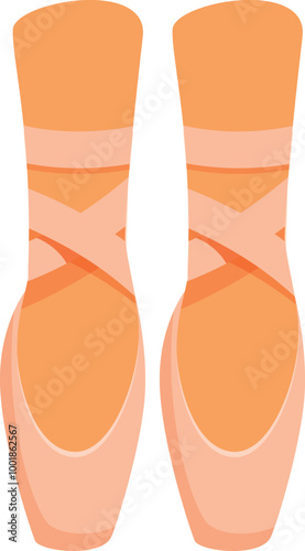 Ballet pointe shoes with ribbons for performing classical dance on stage