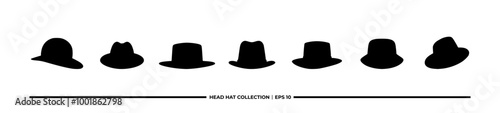 Collection of Silhouettes of Various Head Hats