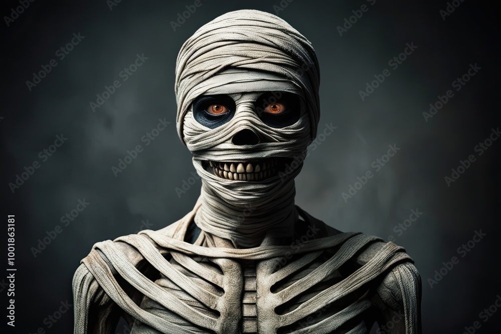 Eerie Isolated Mummy for Halloween Horror Theme Eerie Isolated Mummy for Halloween Horror Theme