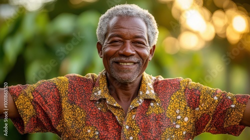 Wallpaper Mural Happy Senior Black Man Smiling Outdoors in Nature Torontodigital.ca