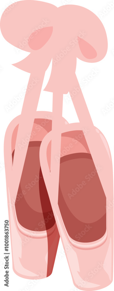 Pink ballet pointe shoes hanging on ribbon bow isolated on white background Pink ballet pointe shoes hanging on ribbon bow isolated on white background