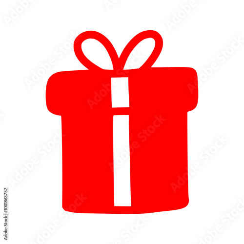 Present gift clip art design on plain white transparent isolated background for card, shirt, hoodie, sweatshirt, apparel, card, tag, mug, icon, poster or badge