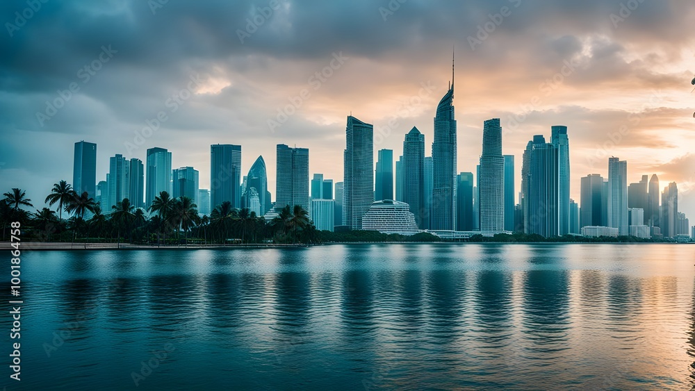 Obraz premium country skyline at dusk