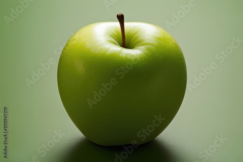 Fresh Granny Smith Apple Isolated on a Crisp Green Background