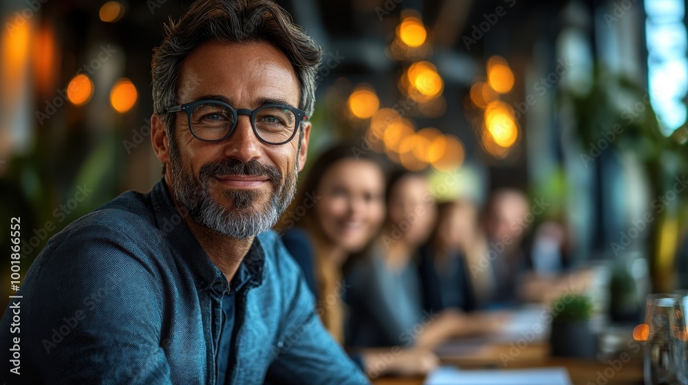 Team leader presenting a project to co-workers in a modern conference room Team leader presenting a project to co-workers in a modern conference room