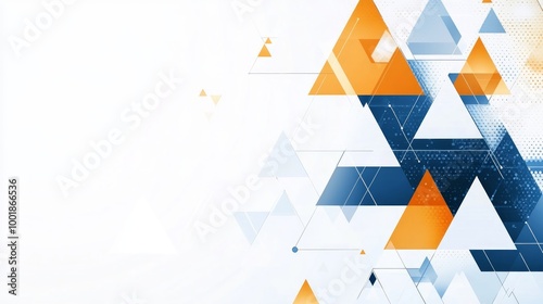 Abstract blue and orange triangle background vector presentation design template 