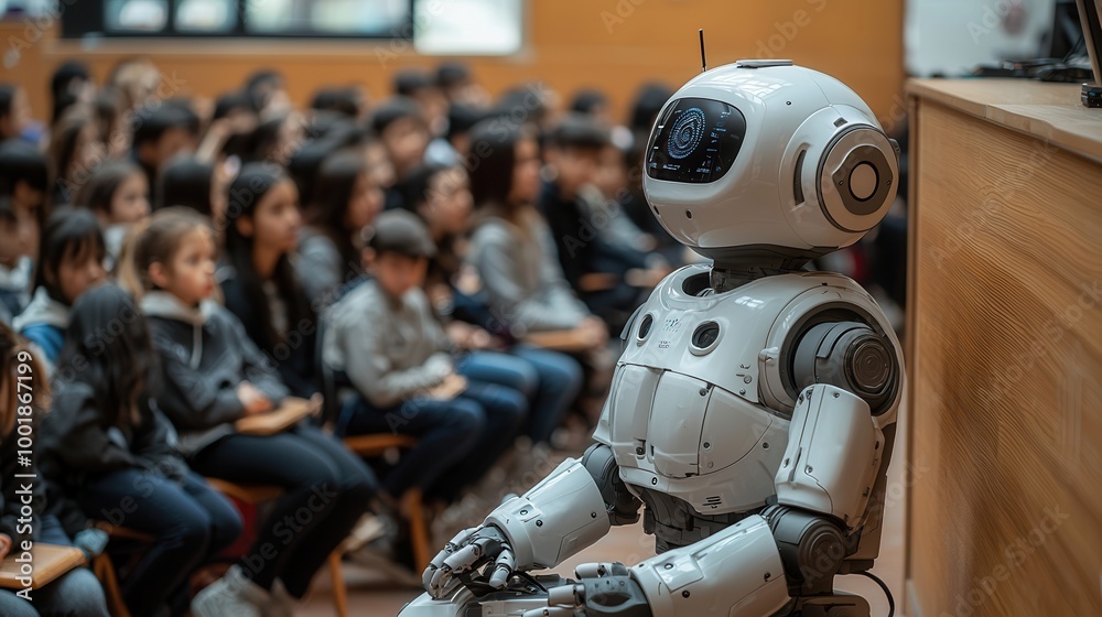 Robot Educator Engaging with Young Students in Classroom Robot Educator Engaging with Young Students in Classroom