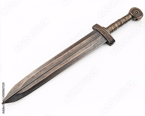 bronze roman gladius sword isolated on white background