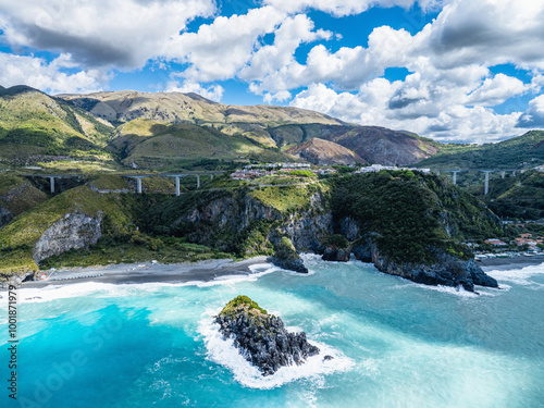 Crawford Beach Marinella from a drone, San Nicola Arcella, Cosenza, Calabria, Italy photo