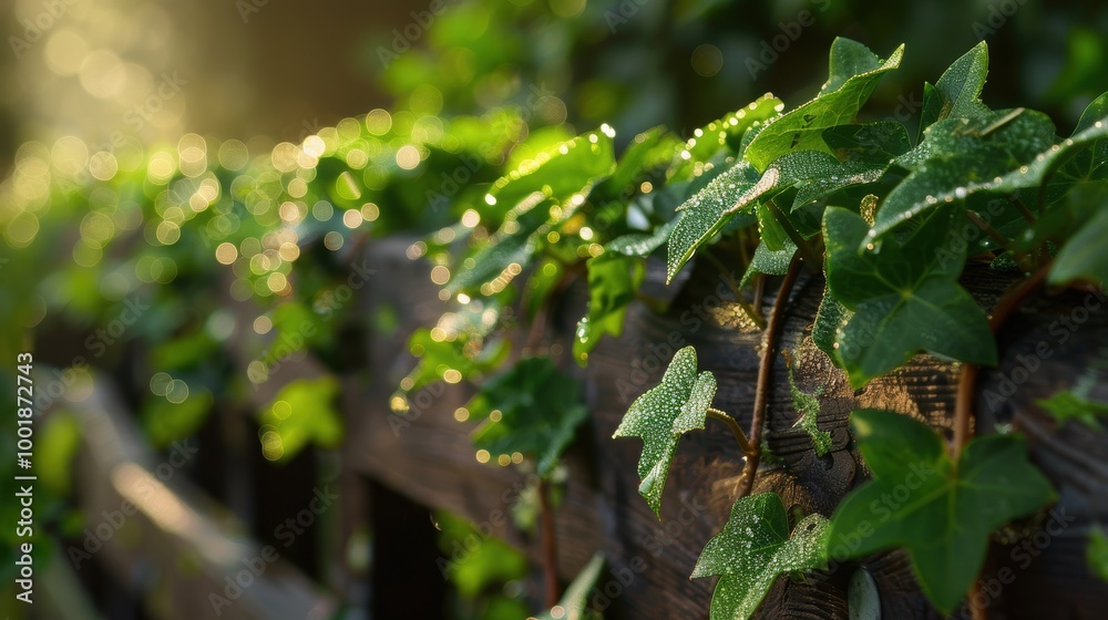 Ivy Tendrils Winding Around Wooden Fence Ivy Tendrils Winding Around Wooden Fence