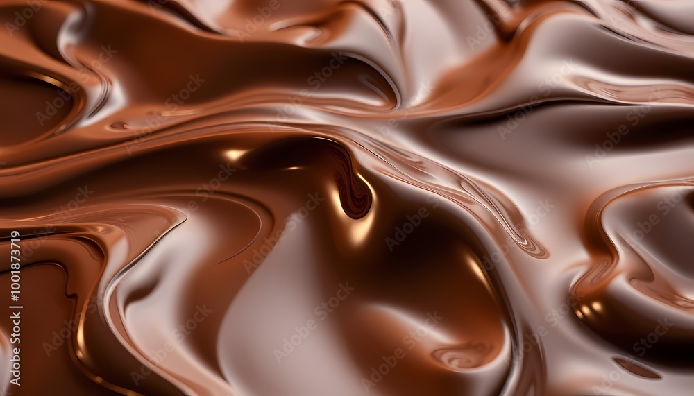 Hyper-Realistic Molten Chocolate Dynamic Waves and Rich Highlights for Advertising Hyper-Realistic Molten Chocolate Dynamic Waves and Rich Highlights for Advertising