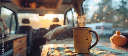 A Warm Drink in the Van on a Sunny Day