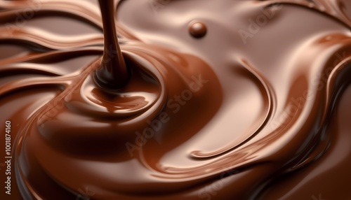 High-Detail Flowing Chocolate Glossy Reflections and Fluid Motion for Food Art