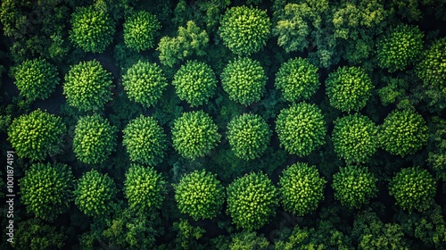 Aerial View of Lush Green Tree Canopy Patterns
