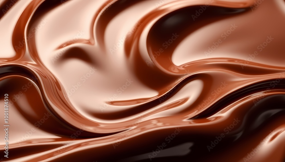 Glossy Chocolate Flowing in Smooth Waves with Reflective Highlights on Transparent Background Glossy Chocolate Flowing in Smooth Waves with Reflective Highlights on Transparent Background