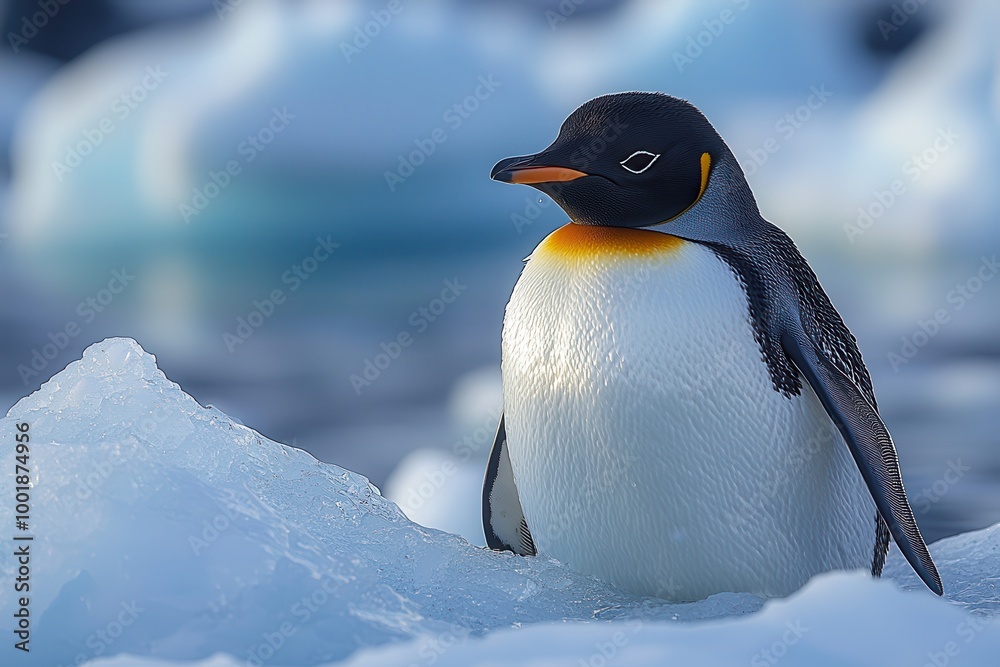 Fototapeta premium Majestic Penguin on Iceberg in Polar Landscape
