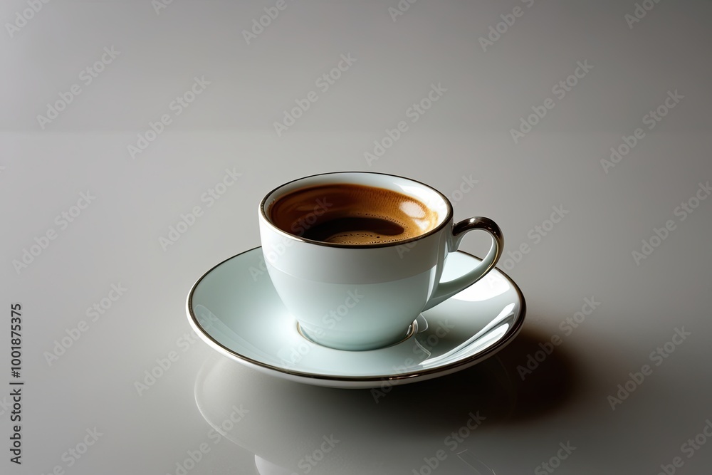 Stylish Espresso Cups with Saucers on a Non-Reflective Background Stylish Espresso Cups with Saucers on a Non-Reflective Background