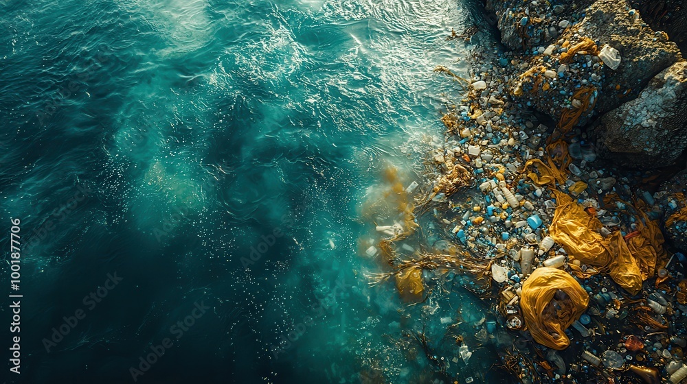 Obraz premium Pollution Impact on Ocean Environment and Marine Life