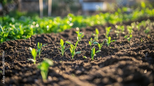 Freshly Tilled Dark Rich Soil in Garden Bed