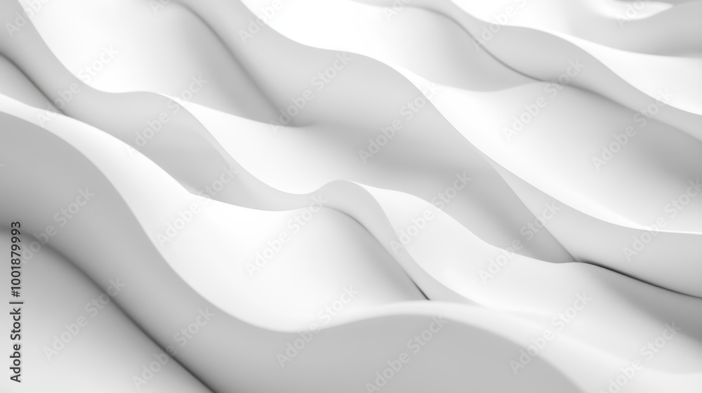 Abstract white waves in soft lighting, minimalist