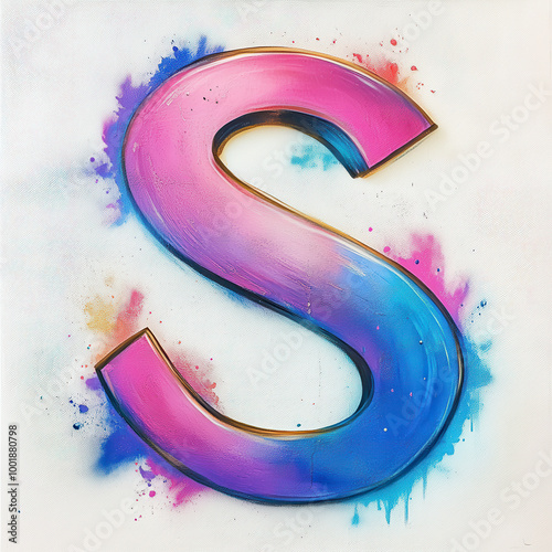 Wallpaper Mural Splattered pastel paint letter S, graffiti style, with a white background Torontodigital.ca