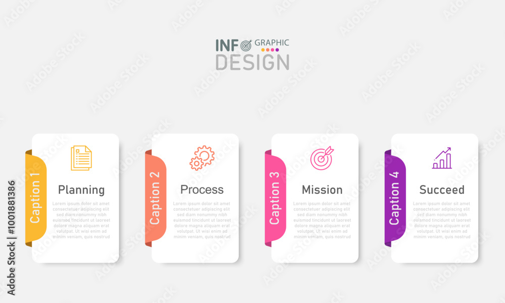 Fototapeta premium Steps or work processes in infographic format Presentation information work plan