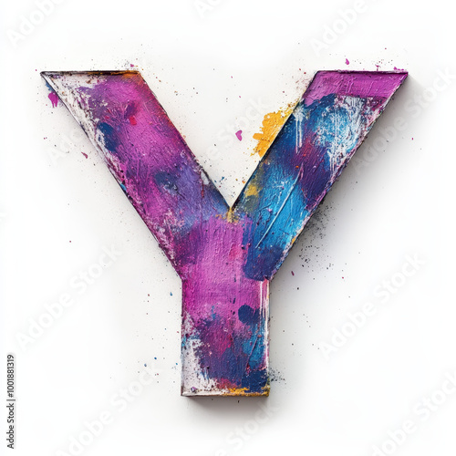 Wallpaper Mural Splattered pastel paint letter Y, graffiti style, with a white background Torontodigital.ca