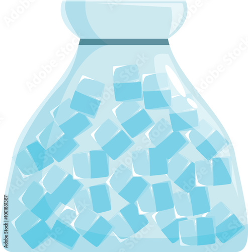 Transparent plastic bag full of ice cubes, perfect for keeping your drinks cold on a hot summer day