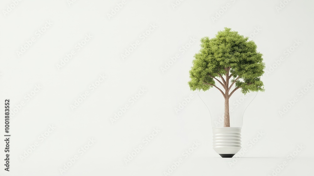 Tree Growing Inside Light Bulb Symbolizing Eco Innovation Tree Growing Inside Light Bulb Symbolizing Eco Innovation