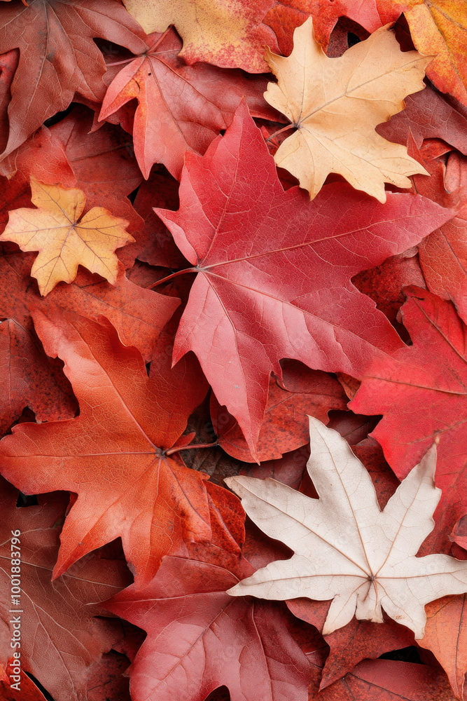 Fototapeta premium Red maple leaves for autumn social media vertical background campaign