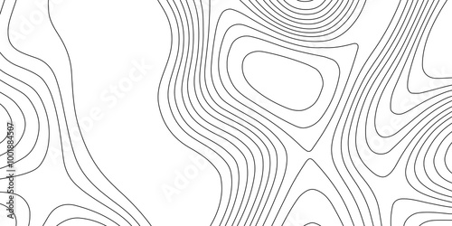 Abstract monochrome image cartography background, abstract black line and white topography map background, lines topographic contour map seamless pattern landscape geodesy geographic mountain relief.